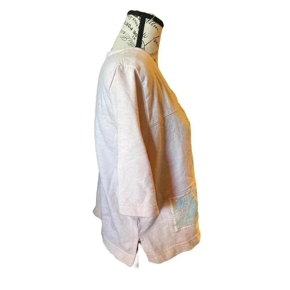 DELICATES SPA SIZE SMALL PINK BUTTON UP CROP SHIRT - Picture 2 of 4